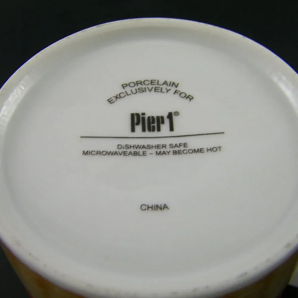 Pier 1 Porcelain Coffee / Tea Alphabet Mug. 